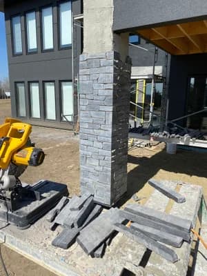 Stone pillar construction for luxury home