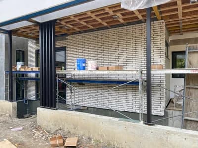 White brick residential exterior