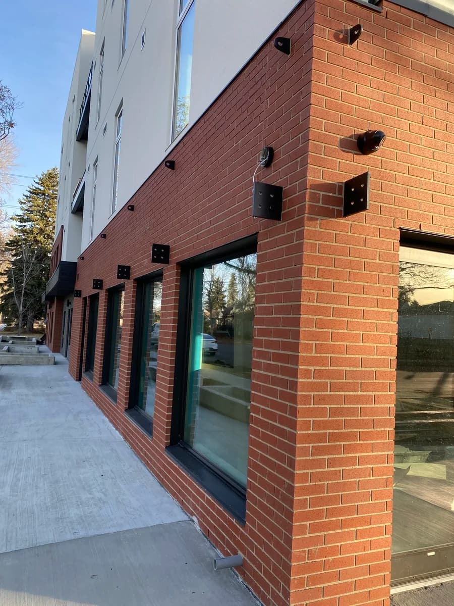 Red brick retail storefront detail